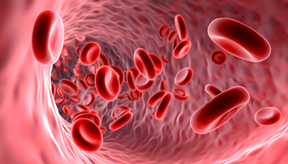 3d illustration of human red blood cells in vein, concept for medical health care. - obrazy, fototapety, plakaty