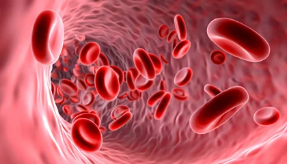 Fotobehang 3d illustration of human red blood cells in vein, concept for medical health care. © Ahmad As Shiddiqi