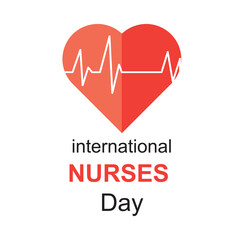 International Nurses Day, happy national nurses day with red heart vector illustration..eps