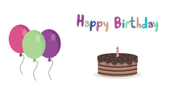 Happy birthday cake and ballon animation