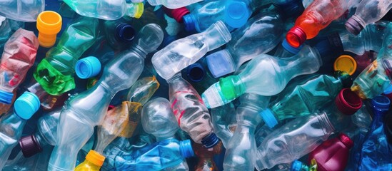 Plastic bottles used as background top view Recycling issue