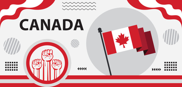Canada national day banner Design, Canada flag colors theme background and geometric illustration..eps