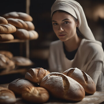 Mujer trabajando en una panaderia 