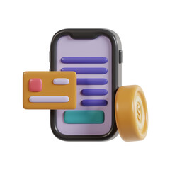 3d render mobile payment icon