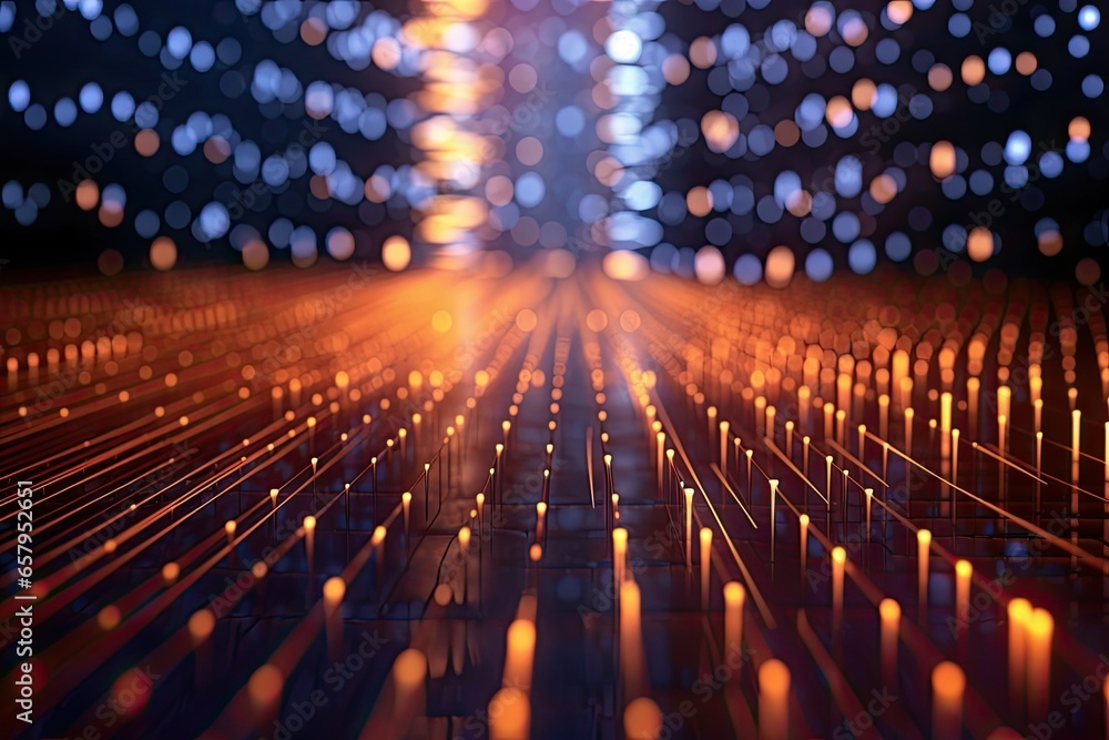 Aufkleber abstract futuristic technology concept of data transfer with glowing wire and dots background. gener