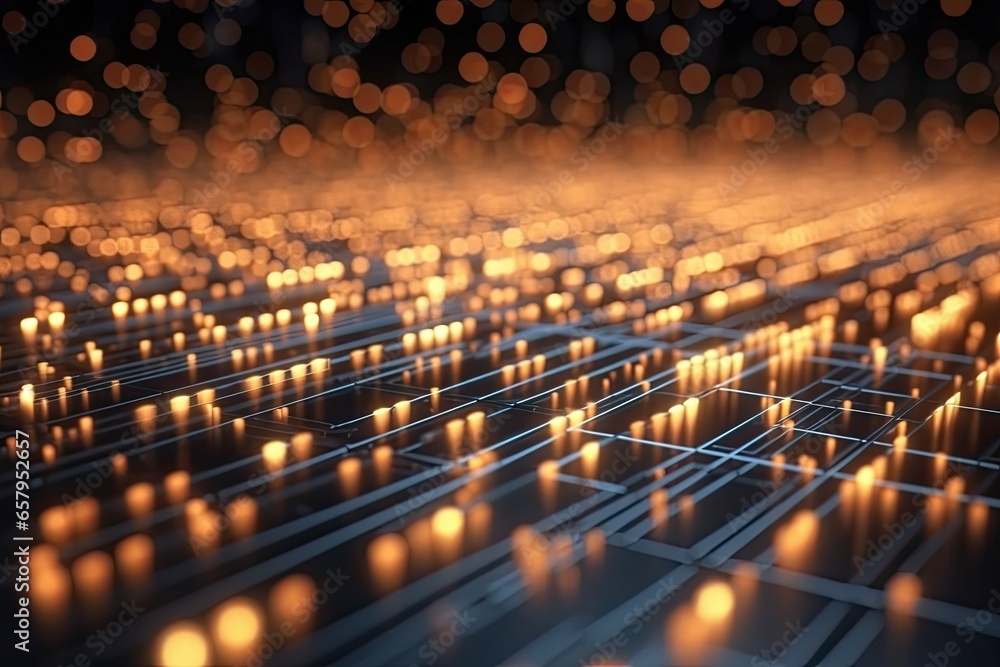 Aufkleber abstract futuristic technology concept of data transfer with glowing wire and dots background. gener