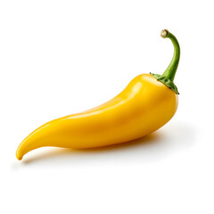 A yellow chili pepper isolated with a white background. A spicy food theme. Generative ai. 