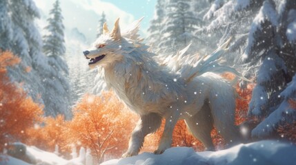 red fox in the snow - obrazy, fototapety, plakaty