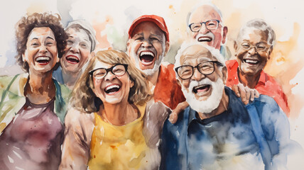 Fototapeta premium illustration of group social activity elderly and dementia 