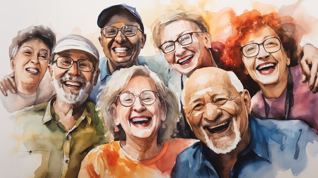 illustration of group social activity elderly and dementia 
