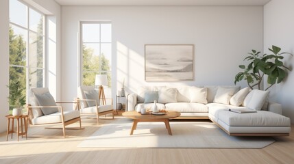 Bright and airy white bedroom with large windows