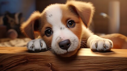 A close-up image of a cute puppy's paws and playful antics, inviting text to explore the charm and playfulness of puppy hood, background image, generative AI