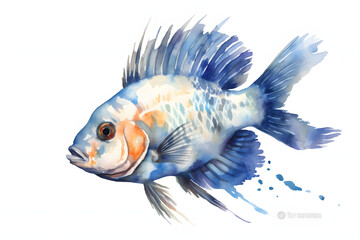 ornamental fish aquarium and watercolor style