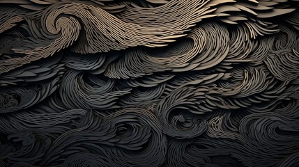 A visually captivating composition featuring intricate woodcut patterns with varying textures and shading, allowing space for text, background image, generative AI - obrazy, fototapety, plakaty