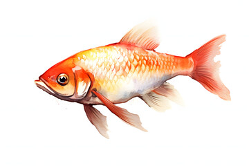 ornamental fish aquarium and watercolor style