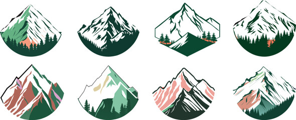 set of mountain illustration design isolated