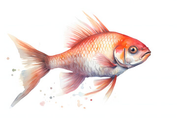 ornamental fish aquarium and watercolor style