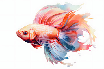 Fototapeta premium ornamental fish aquarium and watercolor style