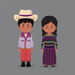 Couple Character Wearing Guatemala National Dress