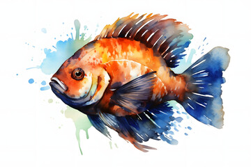 Fototapeta premium ornamental fish aquarium and watercolor style