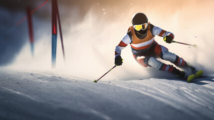 alpine ski competitor  - obrazy, fototapety, plakaty