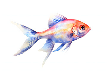 ornamental fish aquarium and watercolor style