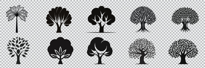 Fototapeta na wymiar trees collection vector illustration and editable