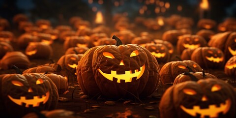 halloween pumkins jack-o-lanterns background cinematic