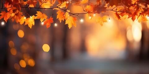Naklejka na ściany i meble autumn background with border of orange, generative AI