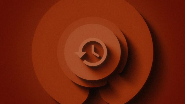 3D History Icon Rotation Background Animation (Vintage Orange, Grainy) [4K]