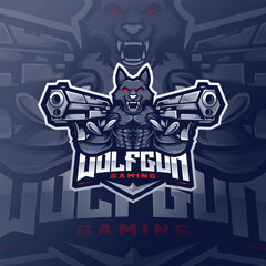 Wolf Mascot Esport Logo design For Gaming club