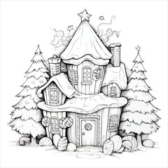 Fototapeta premium Christmas Coloring Pages Line Art