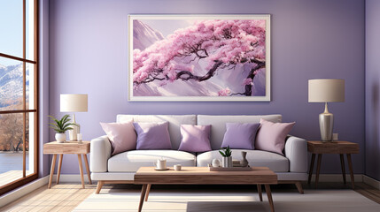 a solid color backdrop with a soothing and calming shade of lavender. Created with generative AI