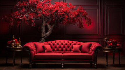 a solid color backdrop that captures the intense and passionate essence of ruby red. Created with generative AI