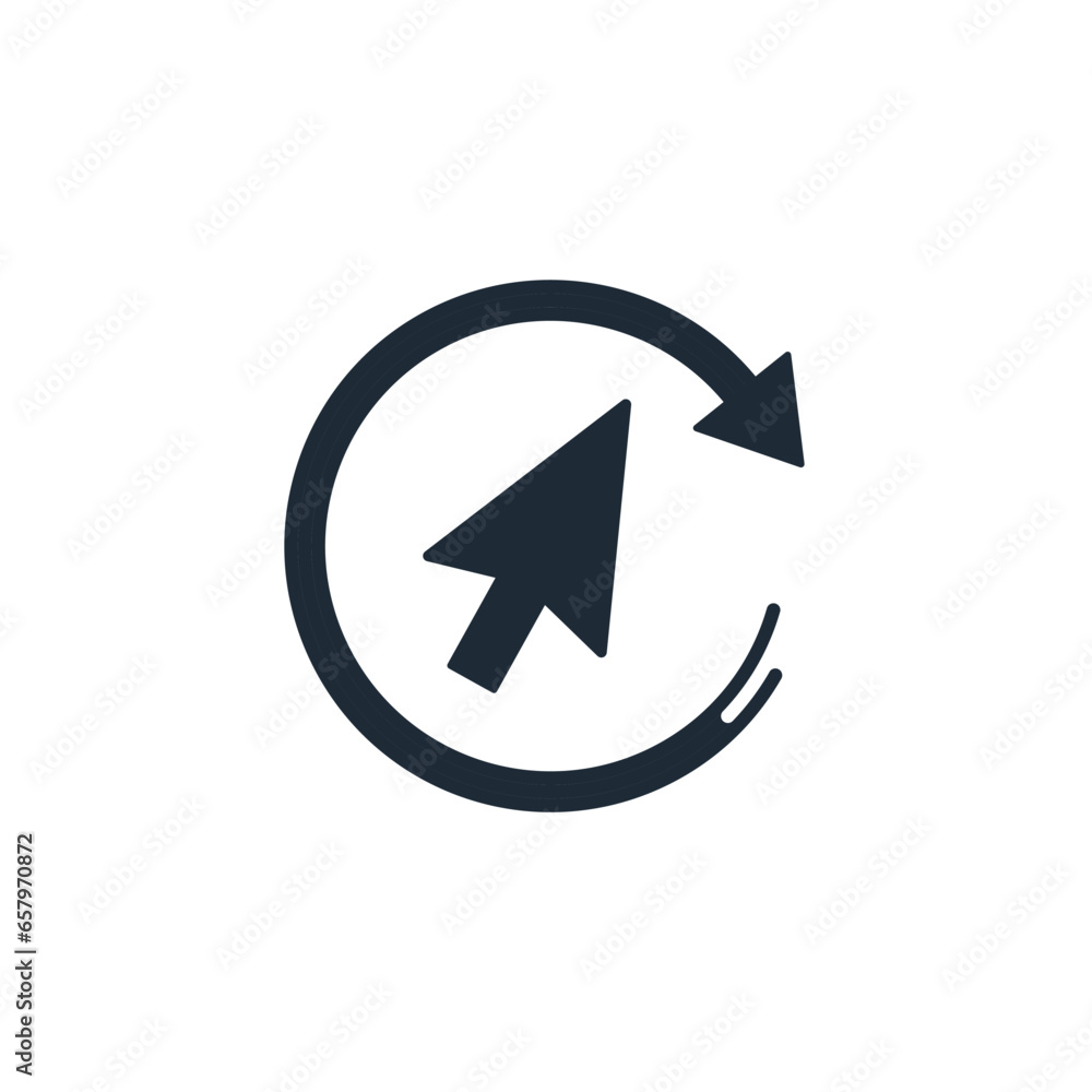 Poster computer cursor in motion. new choice. vector linear icon isolated on white background.