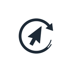 Computer cursor in motion. New choice. Vector linear icon isolated on white background.