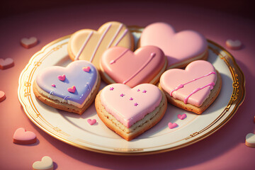 Valentine's Day themed frosted cookies