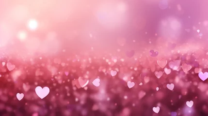 Fotobehang Abstract background with pink particles and hearts. © red_orange_stock