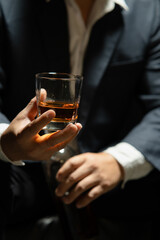 Celebrate whiskey a friendly party in restaurant.