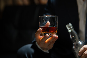 Celebrate whiskey a friendly party in restaurant.