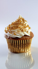 A Glimpse of Sweet Indulgence: The Golden Cupcake,cupcake with cream,cupcake with frosting