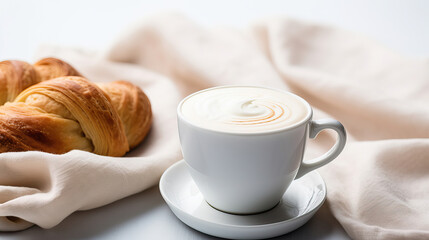 A Cozy Moment with a Heartfelt Latte,cup of coffee on the table,cup of coffee on clean background