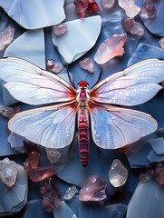 Fantasy Concept Butterfly 3D Sculpture in Heterogeneous Material Crystal Ore