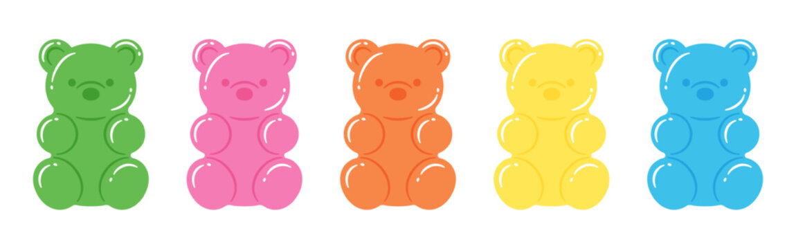 vector illustration of a set of colorful gummy bears for banners, cards, flyers, social media wallpapers, etc.