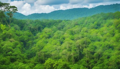 Obraz premium Rainforest borneo tropical jungle forest morning sabah.