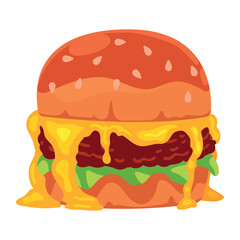 gourmet burger cheese melted