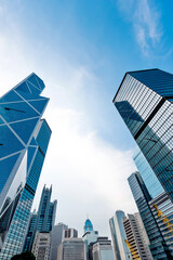 Fototapeta na wymiar Modern corporate buildings in central hong kong