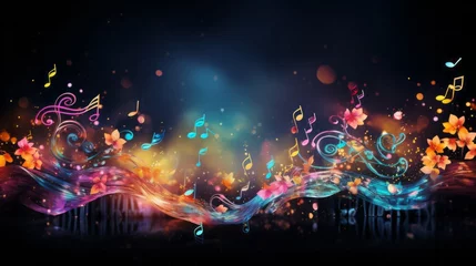 Foto op Canvas Abstract Colourful Music Notes Background. Artistic backdrop of music notes in vibrant colors. © AI Visual Vault