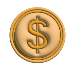 Dollar coin icon 3d symbol financial success concept