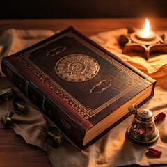 Cozy Reading Time: Books and Candles,old book and candle,Classical Design Still Life Photography with Old Books and Candles
